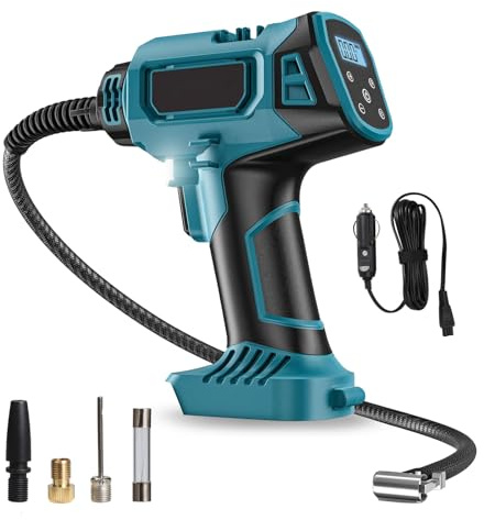 Luftkompressor, Kompressor, Auto, 160 PSI, Reifenfüller mit LCD-Display, Licht, kompatibel mit Makita 18 V Akku, automatische Abschaltung, für Autos, Motorräder, Fahrräder (ohne Akku)