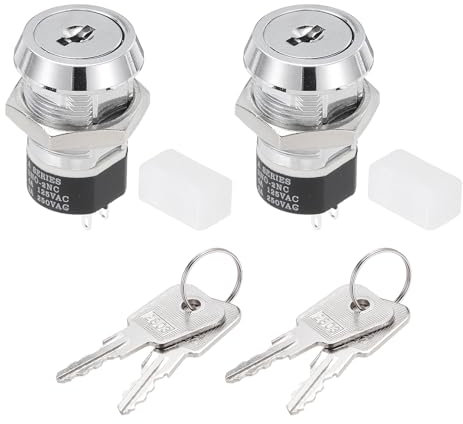 sourcing map 2Pcs 19mm 2 Positions 2NO 2NC Electric Key Lock Push Button Switch