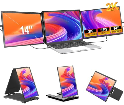 EVICIV Moniteur Portable 14 2K Extension d'écran pour Ordinateur Portable 2240 * 1400 Triple Écran Portable, Plug & Play Extension de Moniteur, pour 13.3''-17''
