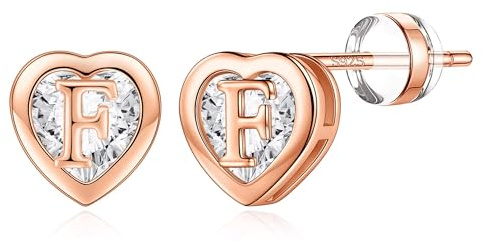 TINGN Ohrringe Gold Damen - 14 Karat Vergoldet Buchstaben Ohrringe Damen Herz Ohrstecker Mädchen Hypoallergen Ohrstecker Stecker mit Zirkonia Geschenke für Mädchen Frauen Tochter