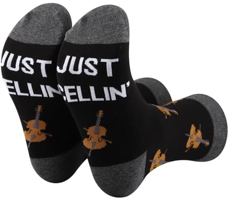 PLITI Chaussettes fantaisie pour violoncelle - Cadeau pour violoncelle - Cadeau pour musicien - Cadeau pour amateur de violoncelle, Just Cellin SockU, Taille unique