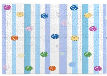 Mexpekil 1000 Teile Puzzles für Erwachsene, bunte Streifen, Tupfen, Holzpuzzles, herausfordernde Puzzle-Spiele für Teenager, Geschenke