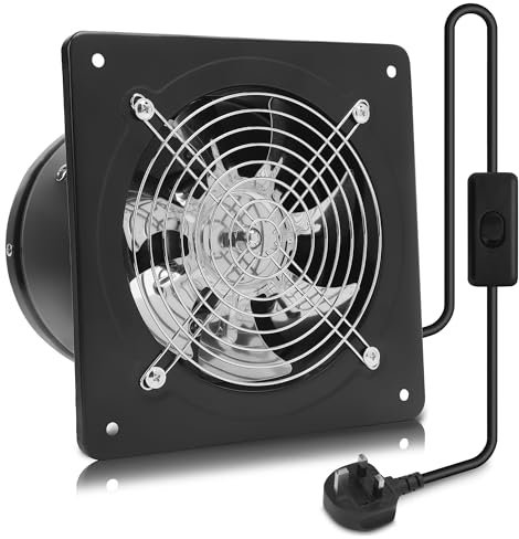 MEKOTRIN 4 Inch/100 mm Extractor Fan Kitchen, Wall Mounted Exhaust Fan Industrial Ventilation Fan with Switch Easy to Use for Kitchen Restaurant Warehouse Garage Bathroom Window(Black)