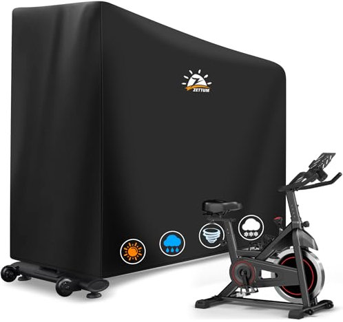 Zettum Exercise Bike Cover 600D PU Waterproof Bike Covers for Outside Storage Heavy Duty Bicycle Covers for Merach, Wenoker, Upright Bicycle, Elliptical Bike Cover All-Weather Protection
