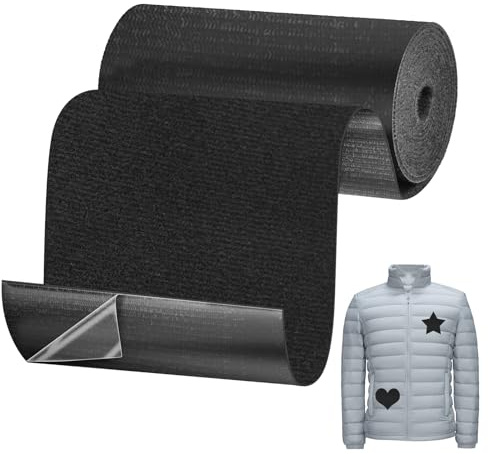 BEASAFY 10 cm × 1.6 m Gewebe-Reparaturband, Schwarz Flicken Selbstklebend Stoff, Waschbar Stoffklebeband, Strapazierfähig Textilklebeband für Sofas Autositze Zelte