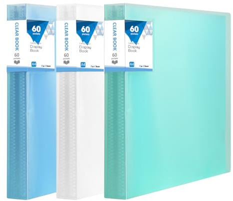 3 Pcs A4 Display Book, 60 Pockets Portfolio Binder,Certificate Folder for Certificates, Artwork & Documents