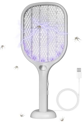 Lulant Electric Fly Swatter Rechargeable, Electric Bug Zapper Racket with Light, Mosquito Swatter, 3000V Detachable Dual Modes Fly Zapper, Mosquito Killer for Indoor Outdoor (1Pack)