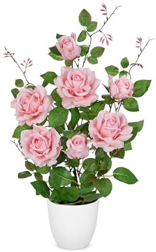 Oairse Rosal artificial en maceta, flores artificiales, flores artificiales como decoración de boda, decoración de mesa, salón, dormitorio, habitación