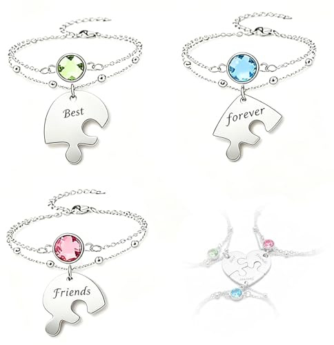 louuuou 3 Pack Bff Necklace for 3 Girls Friendship Bracelets Friendship Necklace for 3, Matching Bracelets Bff Gifts, Heart Shape, A Gift for Women Sisters and Friends