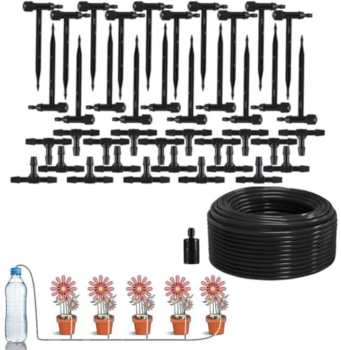 Kit de système d'irrigation, système d'arrosage automatique pour jardins, serres, parterres de fleurs, patios et pelouses (20 m)