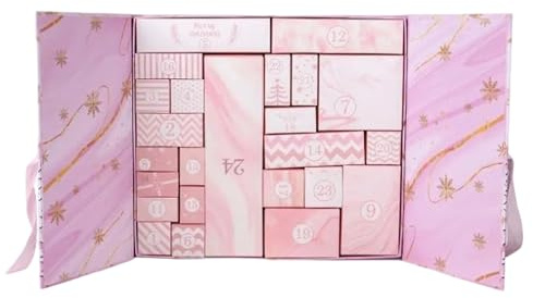 MLqkpwy Calendrier de compte à rebours à remplir, boîte de calendrier de compte à rebours 24 jours – Boîte de rangement vide festive pour activités de fête, rassemblements de filles, festivals