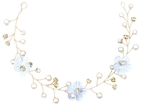 STOBAZA Accessoire Cheveux Femme Mariage Bandeau Perles et Fleurs en Alliage de Zinc Antidérapant pour Célébrations Familiales et Mariées