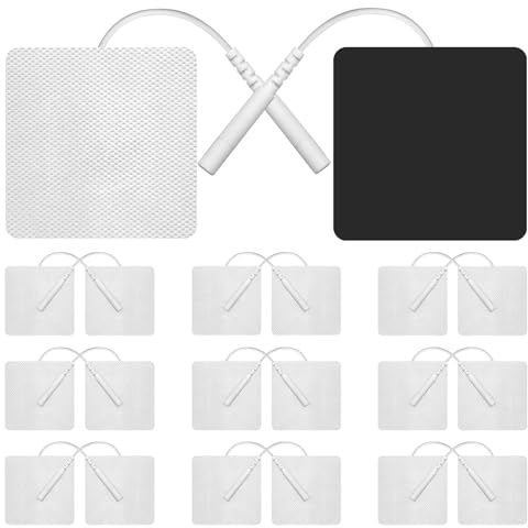 20 Stücke Elektroden Pads 50x50mm für Tens TENS EMS Elektroden für TENS-Geräte & EMS-Trainer 2mm-Pin-Anschluss Selbstklebende Ersatzpads für die Elektrotherapie