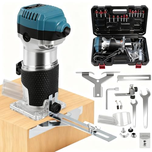 Överfräs trimmer enhandsfräs kantfräs träfräs multifunktionsfräs 1 000 W hårdmetallfräs 15 delar 6,35 mm set 1 del 8,00 mm, 3 000 RPM