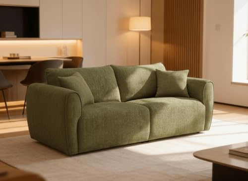 DecoInParis Canapé 3 Places en Velours texturé Vert Olive NALYA