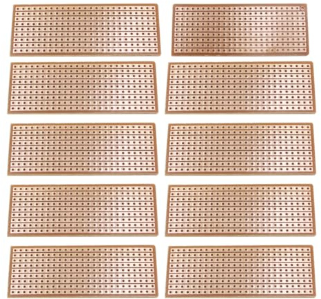 Fasizi 10 st Stripboard PCB-kit, koppar spårremsbrädor 2,54 mm ton, för anpassad elektronik, genomgående hålskomponenter (25 x 64 mm)