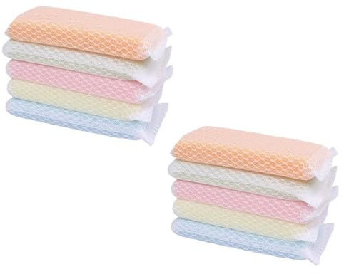 Uonlytech Scouring Pad Sponge Scrubber 10Pcs Multipurpose Cleaning Pads with Diamond Mesh for Kitchen and Dishwashing Tasks Random Color