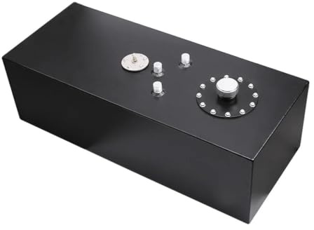 50L Bilbränsletankbehållare Aluminium AN8-port med locksensor Billet Svart Silver RS-OCC031 Servostyrningsolja Behållare(Black)