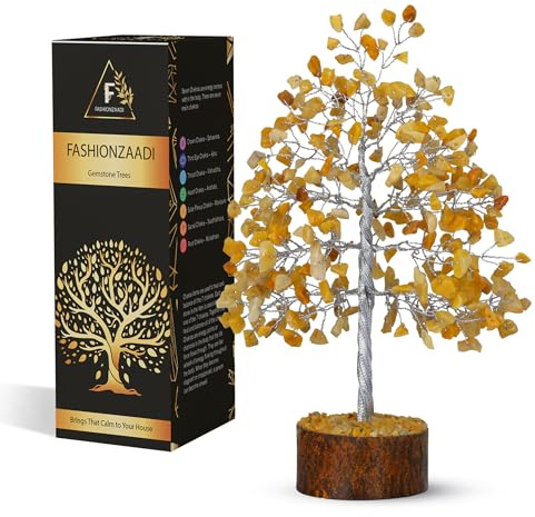 FASHIONZAADI Yellow Aventurine Healing Crystal Bonsai Tree, Desk Decor for Room & Office Decor, Spiritual Gift - Crystals for Home, Room Decor - Cute House Warming Gifts for Women, Mom Birthday