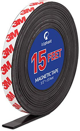 Magnetic Tape, 15 Feet Magnet Tape Roll (1/2'' Wide x 15 ft Long), with 3M Strong Adhesive Backing. Perfect for DIY, Art Projects, whiteboards & Fridge Organization