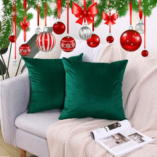 CXTAI 2x Dark Green Velvet Cushion Covers Decorative Square Throw Pillow Cover Pillowcase 18x 1845 x 45cm