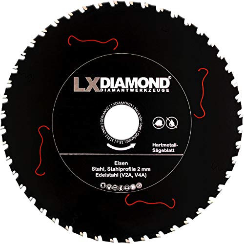 LXDIAMOND Hartmetall Sägeblatt 355mm x 30,0mm Z66 für Eisen Stahl Edelstahl V2A V4A Stahlprofile Bleche Stahl Kreissägeblatt passend für Kappsägen Handkreissägen Metall-Trennsägen Tischsägen 355x30
