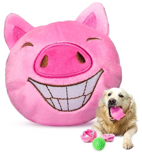 ZENAPOKI Hundespielzeug 3 in 1 Spielzeug Hund - Schwein - Hundespielzeug Welpen 3-in 1 mit 2 Plüschtieren & Ball für Hunde