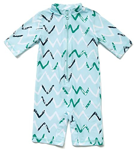 BONVERANO Traje baño bebé protección Solar UPF 50+ Cierre Cremallera (Azul 2, 3-6 Meses)