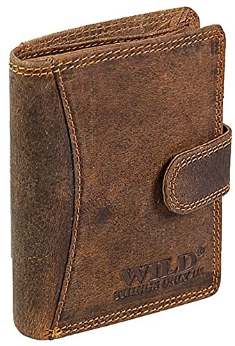 GoBago Herren Leder Geldbörse Echtleder Portemonnaie RFID Schutz Geldbeutel Portmonee (Hochformat mit Riegel)