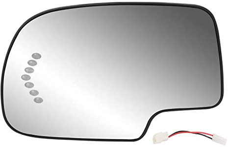 Driver Side Heated Mirror Glass Replacement for 2003-2007 Cadillac Escalade, Chevrolet Avalanche, Silverado, Suburban, Tahoe, GMC Sierra, Yukon - Exterior Side View Convex Mirror with Turn Signal