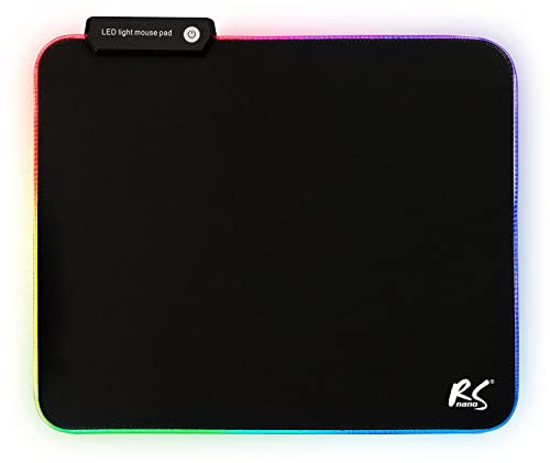 NanoRS RS704 spelmusmatta med LED-RGB-belysning och halkfri gummiundersida 30 x 25 cm halkfritt skrivbordsunderlägg musmatta (300 x 250 x 4 mm)