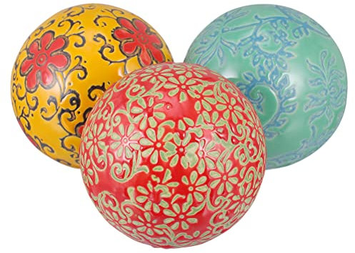 Veemoon 3Pcs Schwimmkugeln Keramik Porzellan Schwimmkugeln Teich Garten Balkon Teiche Deko Party ZubehöR Dekokugeln Moderne 10cm/3.93inch