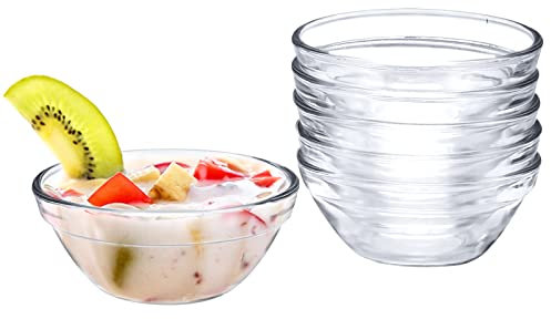 Glass Bowl for Dipping Sauce, Wieat 6 Pcs Small Condiment Pots, Round Clear Glass Serving Bowls for Parties, Reusable Mini Dipping Bowls for Spices, Snack, Dipping, Jam, Creams