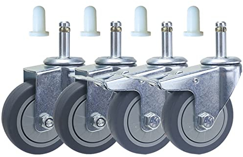 4 Stück Möbelrollen 75 Mm 100 Mm Lenkrollen, Gummirollen Mit M11 Vorbau Und Bremse, Für Restaurant Hotel Schul Servierwagen, Keine Spuren & Leise, Tragfähigkeit 30KG Pro Rolle ( Size : Ø 3 M11x35mm )