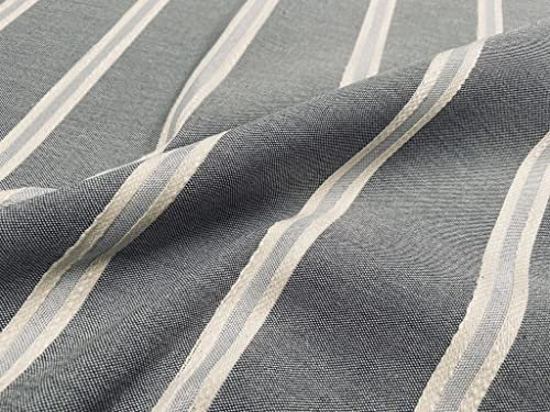 Leinen-Optik Jacquard Streifen Stoff Home Decor Vorhang Polstermaterial – 140 cm breit (Meterware) (Anthrazit)