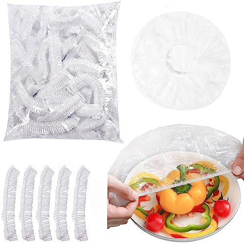 Elastische Frischhaltebeutel, ACTOYS 200 Stück Lebensmittel Abdeckungen, Abdeckhauben für Schüsseln, Durchsichtige Frischhaltefolie mit Gummizug, Duschhaube, mini Gewächshauszelte
