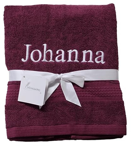 KIDDI-MEDIA Handtuch Duschtuch Gästetuch, 50x100 cm Bordeaux 100% Baumwolle | Mit personalisierter Bestickung wie z.B. Name, Verschiedene Größen und Farben, Frottier