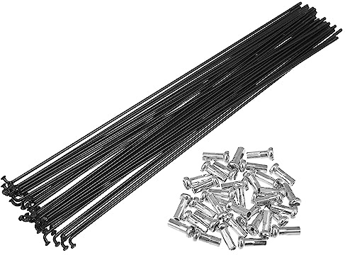 QUARKZMAN 36 Pezzi Raggi per Bicicletta in Acciaio al Carbonio 14G con Nippli, Colore Nero