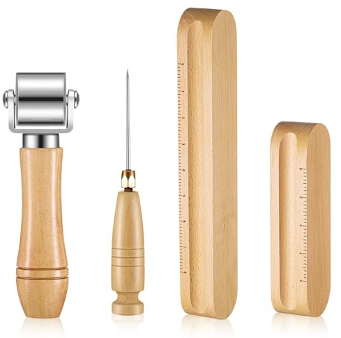 Gisafai 4 Stück Schneiderklöppel, Nahtroller und Stiletto, Holz-Nähzubehör zum Quilten, Bügeln, Abflachen, Stoff, Falten von Kleidung, Falten, Geschenke für Quilter