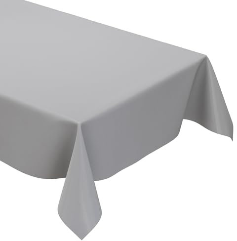 KEVKUS Wachstuch Tischdecke unifarben 422 grau einfarbig wählbar in eckig, rund und oval - Größe oval 120x160cm mit Paspelband