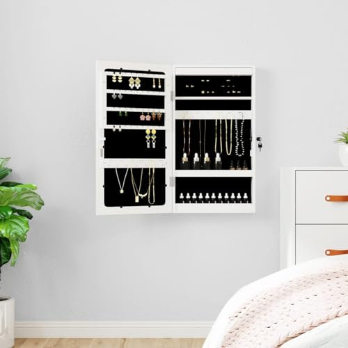 Rantry Spiegel-Schmuckschrank mit LED-Lichtern, Wandmontage, weiß, Schmuckschrank mit Spiegel, Kosmetik, Make-up, Organizer, Einheit, Typ 5