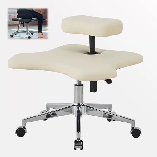Ergonomischer Kniestuhl mit Rollen für Home Office Schreibtisch, höhenverstellbarer Meditationsstuhl, Linderung von Rücken- und Nackenschmerzen – Verbesserung der Körperhaltung mit Kreuzbein-Design