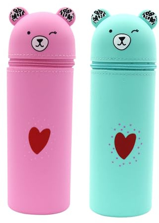 Federmäppchen Reißverschluss, 2 In 1 Standmäppchen, Federtasche Mädchen, Federmäppchen Aus Weichem Silikon, Schlampermäppchen Und Stifteköcher, Niedliches Federmäppchen Cartoon Bleistifthalter