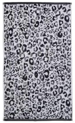 Fusion - Black Animal Print Bath Sheet (90 x 150cm) - 100% Cotton - Cheetah/Leopard Paw Print - Safari Zoo Animal Towel - Black & White Bath Towel/Bath Sheet - Bathroom Accessory