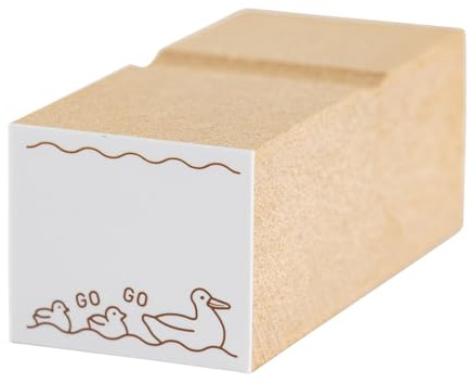 Hobonichi Frame Stamp (Let's GO GO Out) - Beige, White - Rectangular, Square - Rubber - 61mm x 25mm