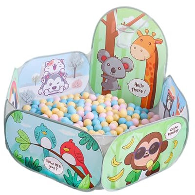 Perfeclan Ballspielzelt für Kinder, faltbares Zelt mit Bällen, Cartoon-Baby-Krabbel-Laufstall, Kleinkinder, Bällebad für Jungen und Mädchen, Outdoor/Indoor, Style B, 100 Bälle