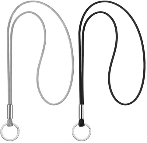 2 Stück Schlüsselband Lang Lanyard Schlüsselanhänger Umhängeband Lanyard Schlüsselband Schlüsselkette Band mit Ring für Schlüssel Ausweis Handy Kamera Lanyard(Schwarz, Grau)