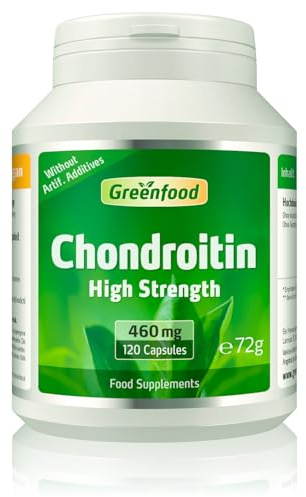 Greenfood Chondroitin, 460 mg, high dose, 120 Capsules - high bioavailability. Without Artificial additives, Without Genetic Engineering.