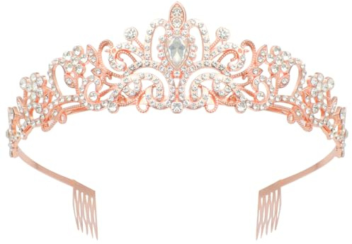 alwaiiz Krone Damen, Tiara Hochzeit mit Kamm, Kristallkrone Strass Krone, für Hochzeiten, Abschlussbälle und Geburtstagsfeiern