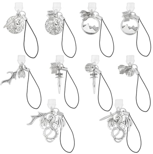 OLYCRAFT 10 Stück Staubschutz Stöpsel Mountain Staubstöpsel Charms 75 95mm Staubdichte Handy Stecker Mit Drachen Und Klauenanhängern Typ C Staubstöpsel Charm Typ C Anschlussschutz Telefonanhänger